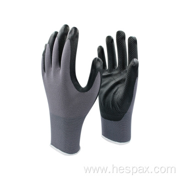 Hespax Anti slip Nylon Nitrile Microfoam Hand gloves